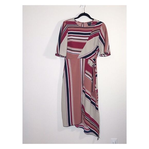 Asymmetrical hem striped midi dress‎ - Picture 1 of 7